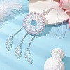 Acrylic Woven Net/Web with Feather Pendant Decorations HJEW-JM02352-04-4