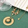 304 Stainless Steel Sun and Round Natural Crazy Agate Pendant Double Layer for Women NJEW-K252-13G-2