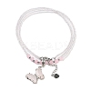 Natural Rose Quartz & Dyed Natural White Jade Faceted Butterfly  Pendant Necklaces NJEW-G143-01J-2