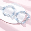 Natural Aquamarine Chip Beaded Stretch Bracelets for Women Men BJEW-K277-01-3