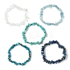 5Pcs 5 Styles Natural Quartz Crystal & Lapis Lazuli & Apatite & Aquamarine & Howlite Chip Beaded Stretch Bracelet Sets BJEW-JB10839-4