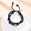 Adjustable Natural Obsidian & Hematite Braided Bead Bracelets BJEW-U035-01A-2