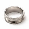 201 Stainless Steel Grooved Finger Ring Settings STAS-P323-10P-2