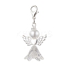 Angel Glass & Glass Pearl Pendant Decorations HJEW-JM01941-1