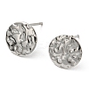 Non-Tarnish 201 Stainless Steel Textured Flat Round Stud Earring Findings EJEW-H096-03P-1