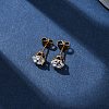 304 Stainless Steel Micro Pave Clear Cubic Zirconia Stud Earrings EJEW-P299-01D-G-1