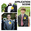 2Pcs Artificial Silk Sunflower Boutonniere Brooch JEWB-CP0001-01-7