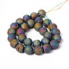 Electroplate Natural Agate Round Bead Strands G-M171-8mm-04-2