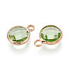Golden Tone Brass Glass Charms GLAA-ZX008-24K-G-2