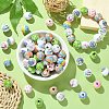 100Pcs 8 Styles Printed Wood European Beads WOOD-CJ0001-84-5