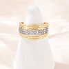Brass Micro Pave Clear Cubic Zirconia Cuff Rings RJEW-C140-15G-1