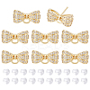 4 Pairs Rack Plating Brass Micro Pave Cubic Zirconia Bowkont Earring Findings KK-BC0013-71G-1