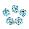Polymer Clay Rhinestone Beads with Square Acrylic CLAY-T022-03G-1