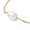 Oval Natural Pearl Beaded Slider Bracelet BJEW-JB09315-02-4