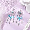 Cross Synthetic Turquoise Dangle Earrings EJEW-JE06330-01-1