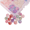 96Pcs 8 Colors Transparent Spray Painted Frosted Glass Beads GLAA-CJ0001-40-3