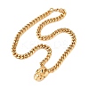 304 Stainless Steel Skull Pendant Cuban Link Chain Necklaces NJEW-C099-06G-4