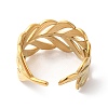Ion Plating(IP) 304 Stainless Steel Leafy Branch Open Cuff Ring for Women RJEW-K245-31G-2