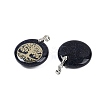 Synthetic Blue Goldstone Flat Round Pendants G-Q188-01P-07-2