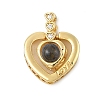 Brass Micro Pave Cubic Zirconia and Glass Pendants KK-M315-01G-02-1