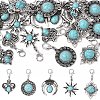20Pcs 5 Style Alloy Pave Imitation Turquoise Pendant Decorations HJEW-YW00195-1