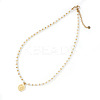 304 Stainless Steel Saint Benedict Medal Pendant Glass and Brass Beaded Short Necklaces for Women Daily Wear AB8901-5