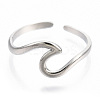Non-Tarnish 304 Stainless Steel Sea Wave Cuff Rings LS-RJEW-N038-115P-3