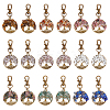 36Pcs 9 Styles Flat Round with Tree of Life Natural Gemstone Chips Pendant Decorations HJEW-FH00052-1