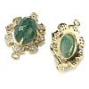 Natural Green Strawberry Quartz Faceted Oval Connector Charms G-G181-06G-02-2
