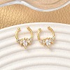 Brass Pave Clear Cubic Zirconia Circular/Horseshoe Barbell Nose Rings EJEW-D337-18C-G-1