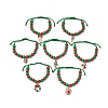 Christmas Wreath & Deer & Candy Cane Alloy Enamel Charm Bracelets BJEW-JB10893-1