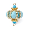 Dyed Synthetic Imperial Jasper & Handmade Glass Seed Beaded Rhombus Connector Charms PALLOY-MZ00960-02-1