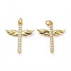 Brass Micro Pave Clear Cubic Zirconia Pendants LS-ZIRC-L100-102G-2