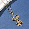 304 Stainless Steel Hollow Cut Yoga Om Lotus Flower Pendant Necklaces NJEW-Z073-02G-02-2