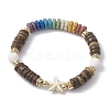 Dyed Natural Lava Rock & Coconut & Synthetic Turquoise Beaded Stretch Bracelet BJEW-JB10061-01-1