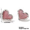 304 Stainless Steel Natural Stone Cat Eye Heart-shaped Stud Earrings GI3370-2-1