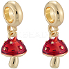 8Pcs Brass Red Enamel Vegetable European Dangle Charms OPDL-BBC0001-03G-02-1
