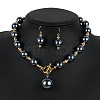 ABS Plastic Imitation Pearl Round Beaded Pendant Necklaces & Dangle Earrings Sets for Women WGD1C77-05-1