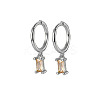 Anti-Tarnish Platinum Rhodium Plated 925 Sterling Silver Dangle Hoop Earrings for Women SY2365-14-1