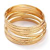 7Pcs Women's Simple Fashion Textured PVD Vacuum Plating 201 Stainless Steel Stackable Bangles BJEW-O182-07G-1-1
