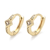 Rhombus Brass Micro Pave Clear Cubic Zirconia Hoop Earrings EJEW-Z102-14G-4