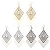 3 Pair 3 Color Alloy Rhombus Dangle Earrings for Women EJEW-FI0001-08-1