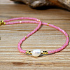 Sweet and Cool Summer Freshwater Pearl Necklaces Pink Glass Beaded Necklaces VX3518-1