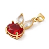 Rack Plating Brass Micro Pave Cubic Zirconia Pendants KK-P241-20G-03-2