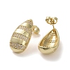 Brass Micro Pave Cubic Zirconia Stud Earrings EJEW-H308-08G-04-2