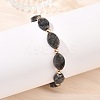 Horse Eye Natural Larvikite/Hematoid Quartz/Green Aventurine & Electroplate Non-magnetic Synthetic Hematite Beads Stretch Bracelets for Women BJEW-JB14076-2