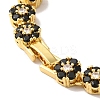 Rack Plating Brass Pave Cubic Zirconia Flower Link Chain Bracelets for Women BJEW-A018-03G-04-3