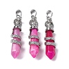 Natural Hot Pink Banded Agate(Dyed & Heated) Pendants G-A241-01P-14-1
