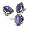 Natural Banded Agate Adjustable Rings RJEW-I108-01AS-16-4