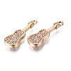 Brass Micro Pave Clear Cubic Zirconia Pendants X-KK-S359-113-RS-3